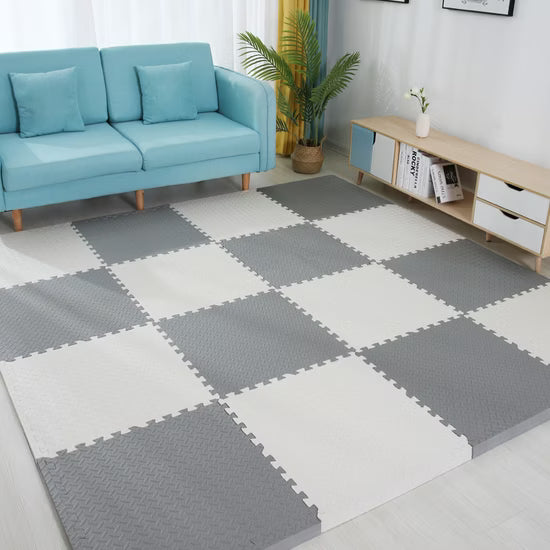 Grey & White Puzzle Foam Mat