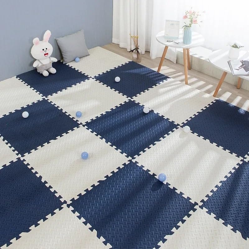 Navy Blue & White Puzzle Foam Mat