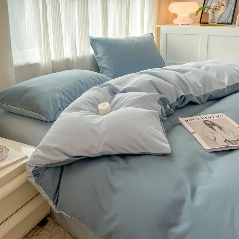 Pastel Blue Double-Sided Bedding Set