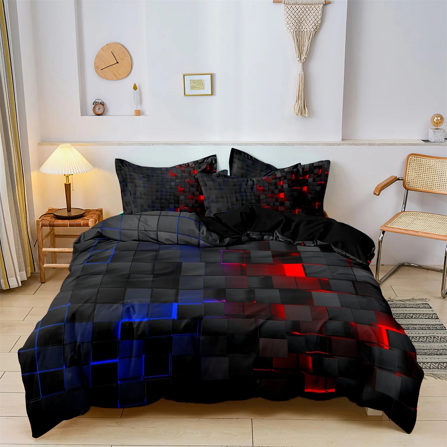 Blue & Red 3D Bedding Set