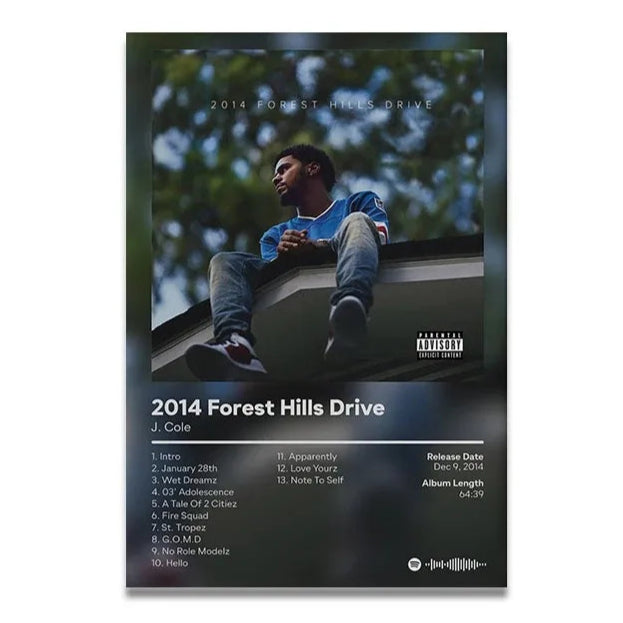 J. Cole 2014 Forest Hills Drive Album Poster
