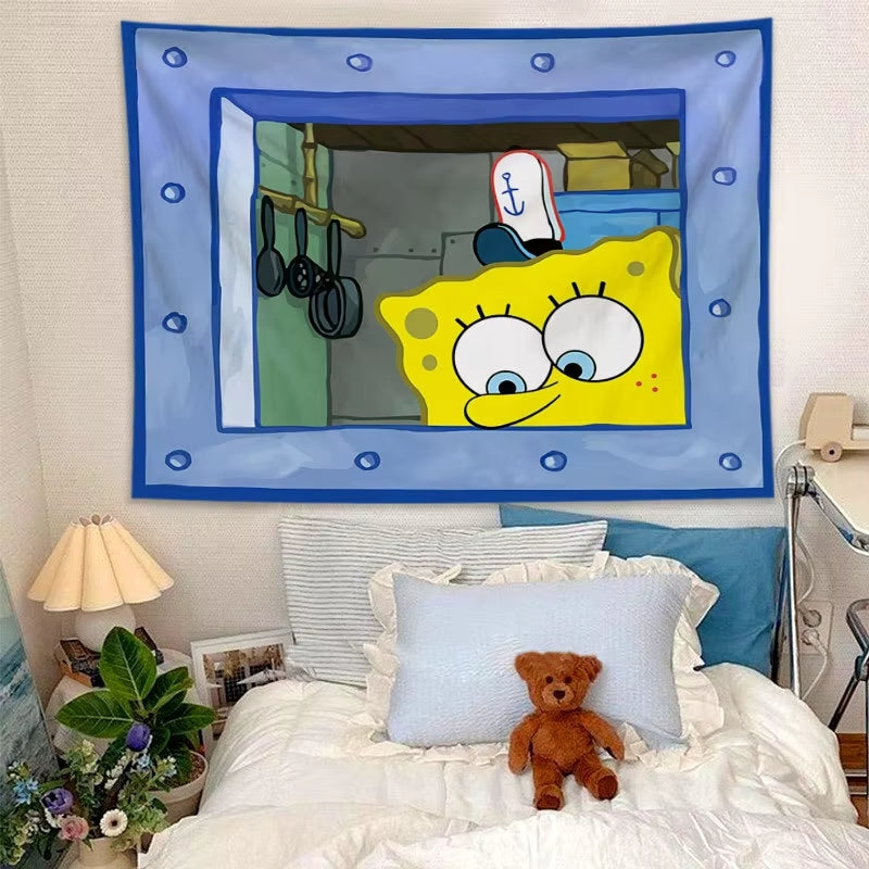 Spongebob Krusty Krab Window Tapestry Blanket