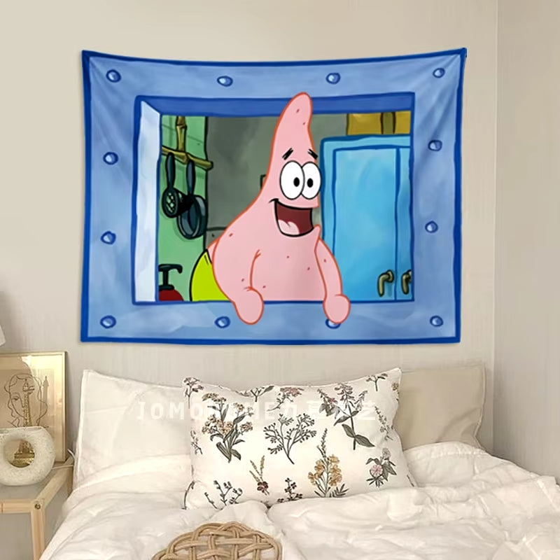 Spongebob Krusty Krab Window Tapestry Blanket