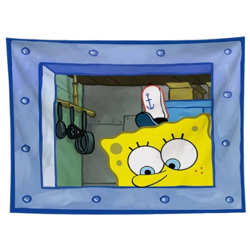 Spongebob Krusty Krab Window Tapestry Blanket