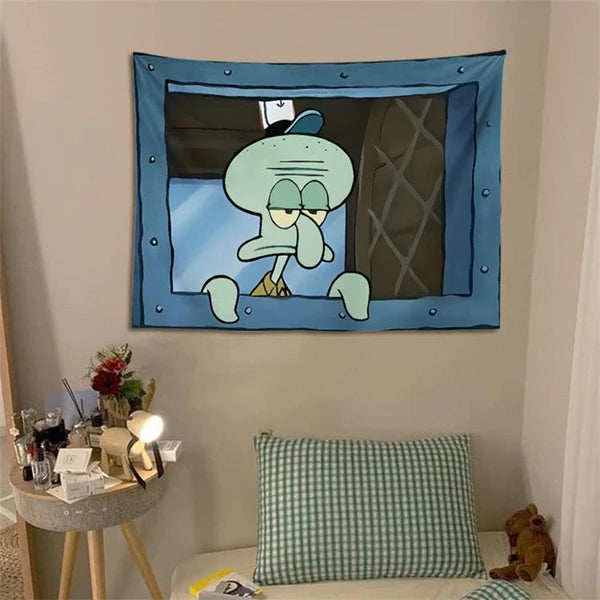 Spongebob Krusty Krab Window Tapestry Blanket