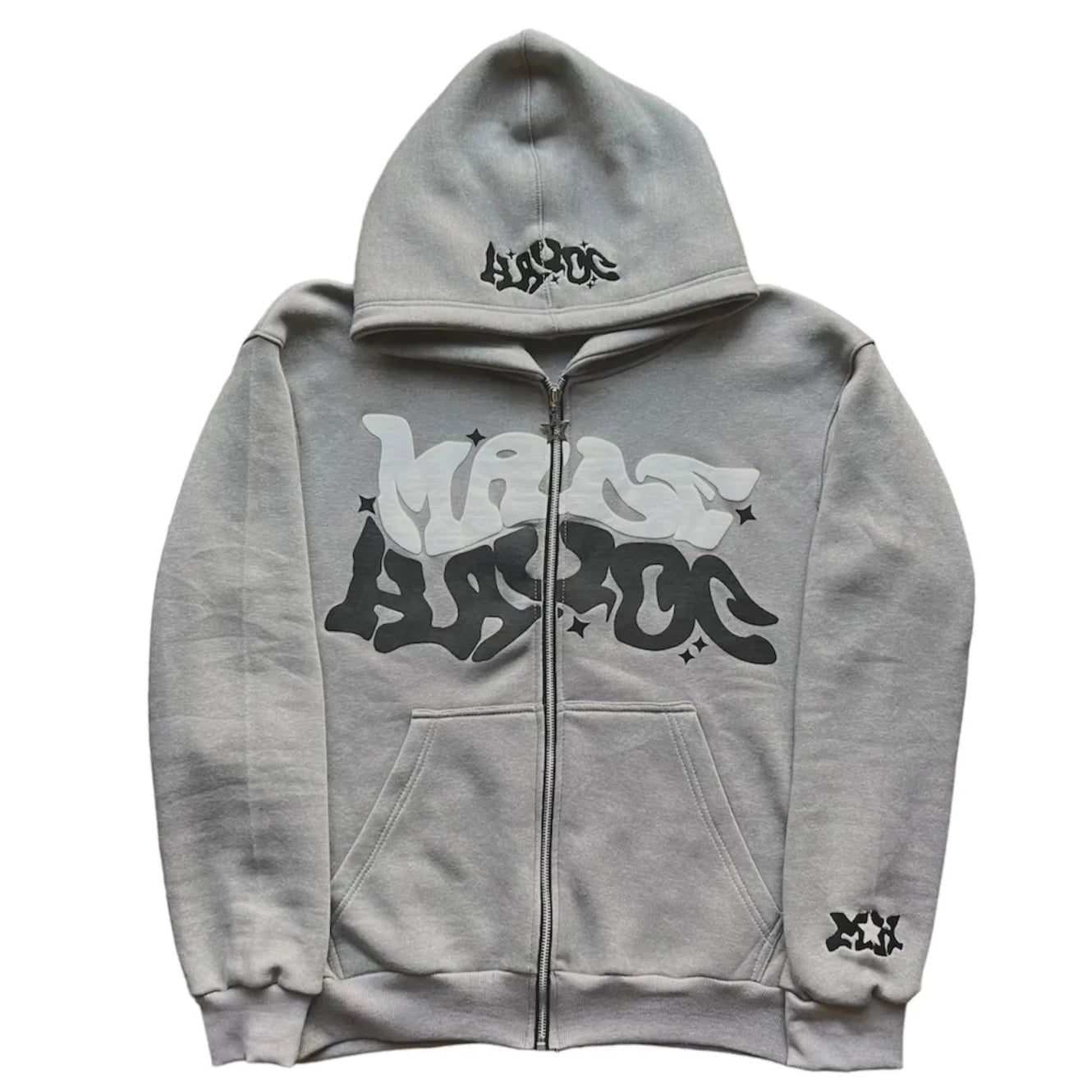 Grey MadeHavoc Zip Up Hoodie