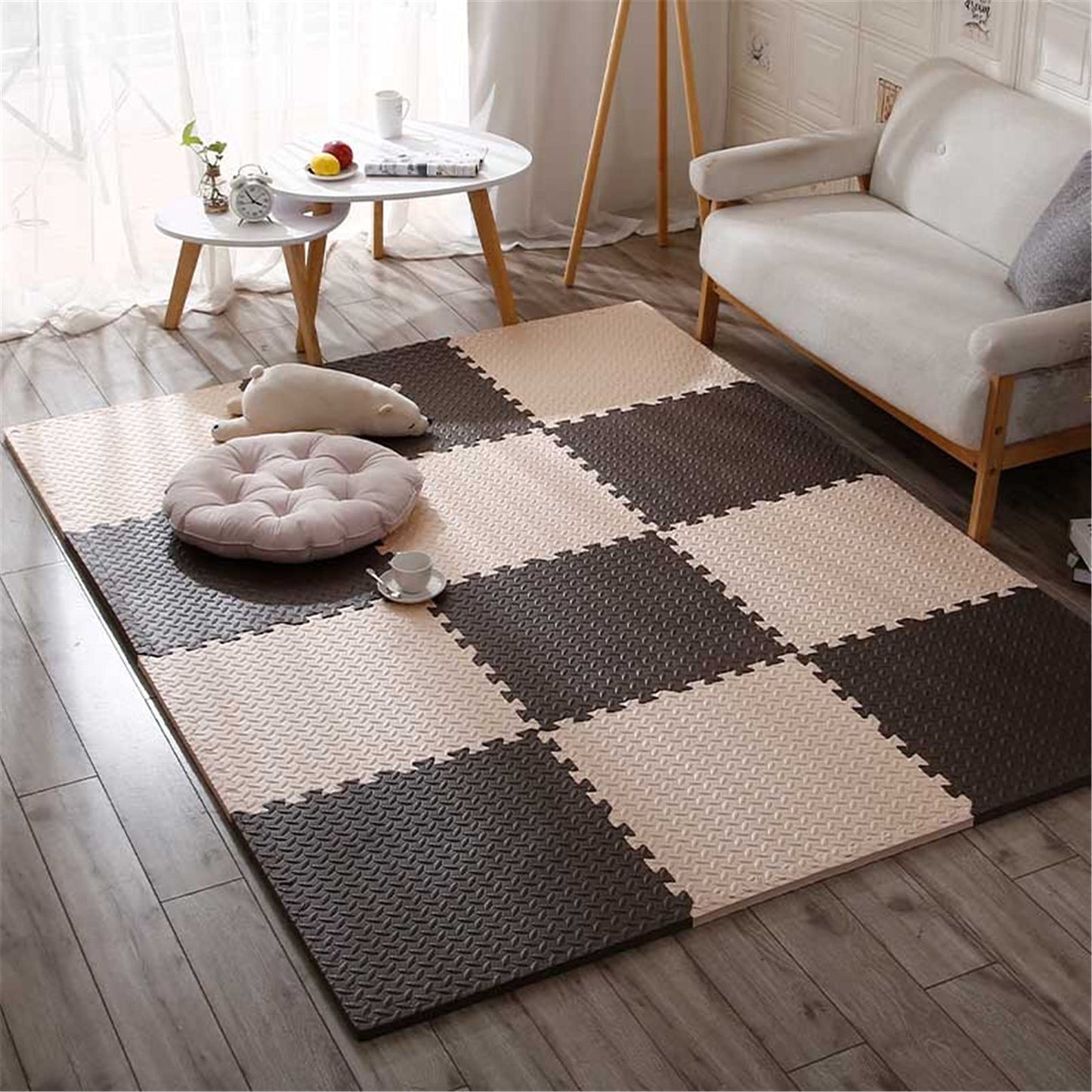 Cream & Brown Puzzle Foam Mat