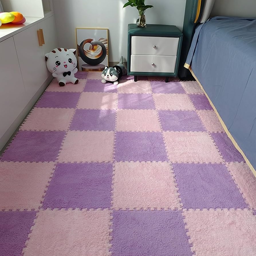 Pink & Purple Plush Puzzle Foam Mat