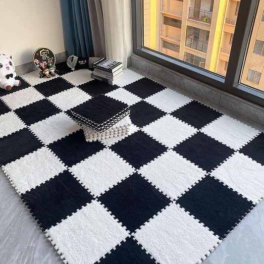 Black & White Plush Puzzle Foam Mat