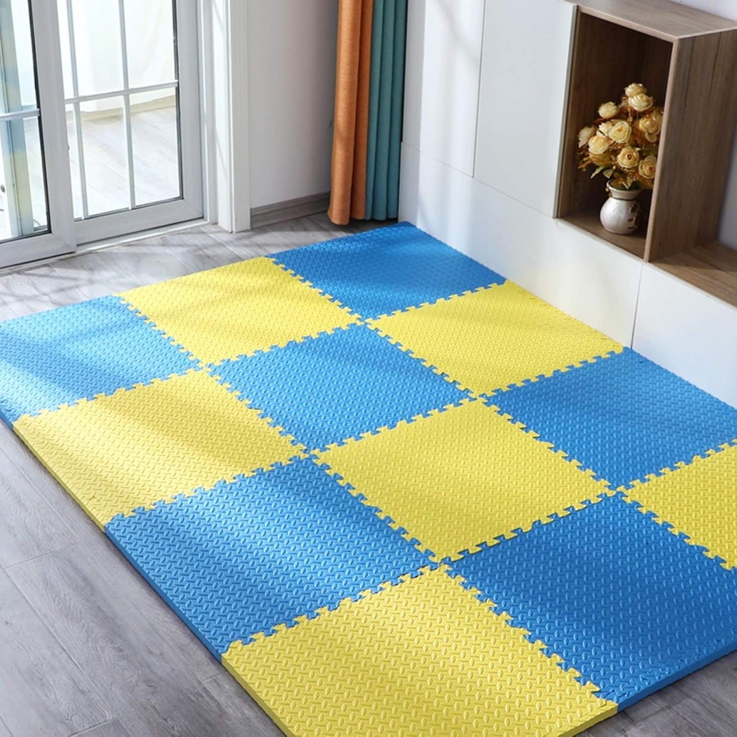 Blue & Yellow Puzzle Foam Mat