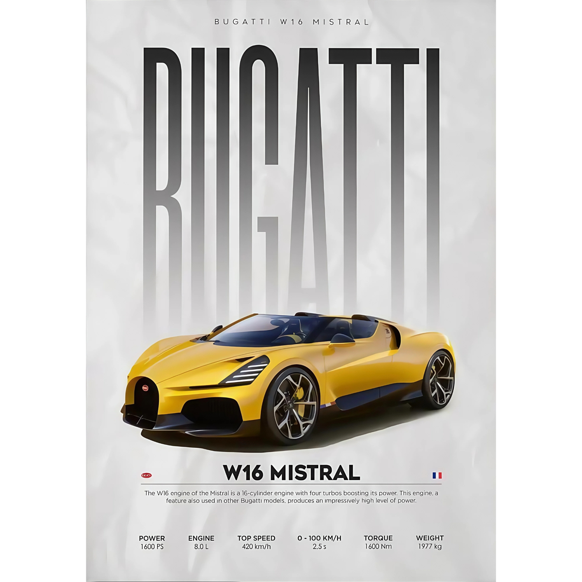 Bugatti W16 Mistral Hypercar Poster