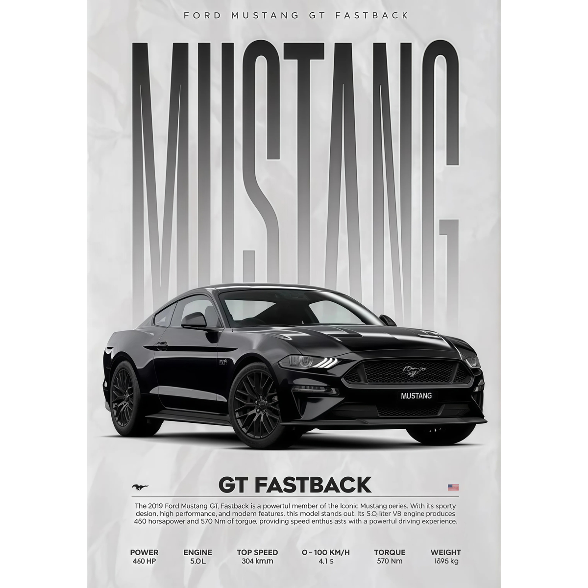 Ford Mustang GT Fastback Muscle Car Poster