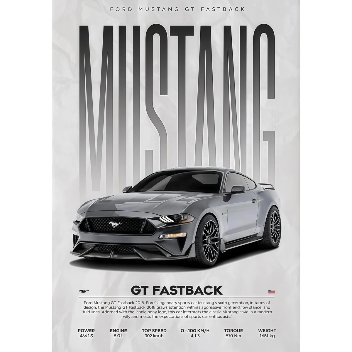 Ford Mustang GT Fastback Muscle Car Poster