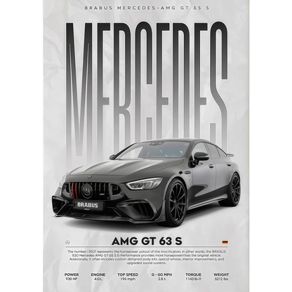 Brabus 930 Mercedes-Benz AMG GT 63 S Luxury Performance Car Poster