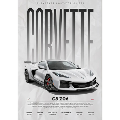Chevrolet Corvette C8 Z06 Supercar Poster