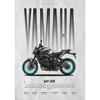 Yamaha MT-09 Naked Motorcycle Poster