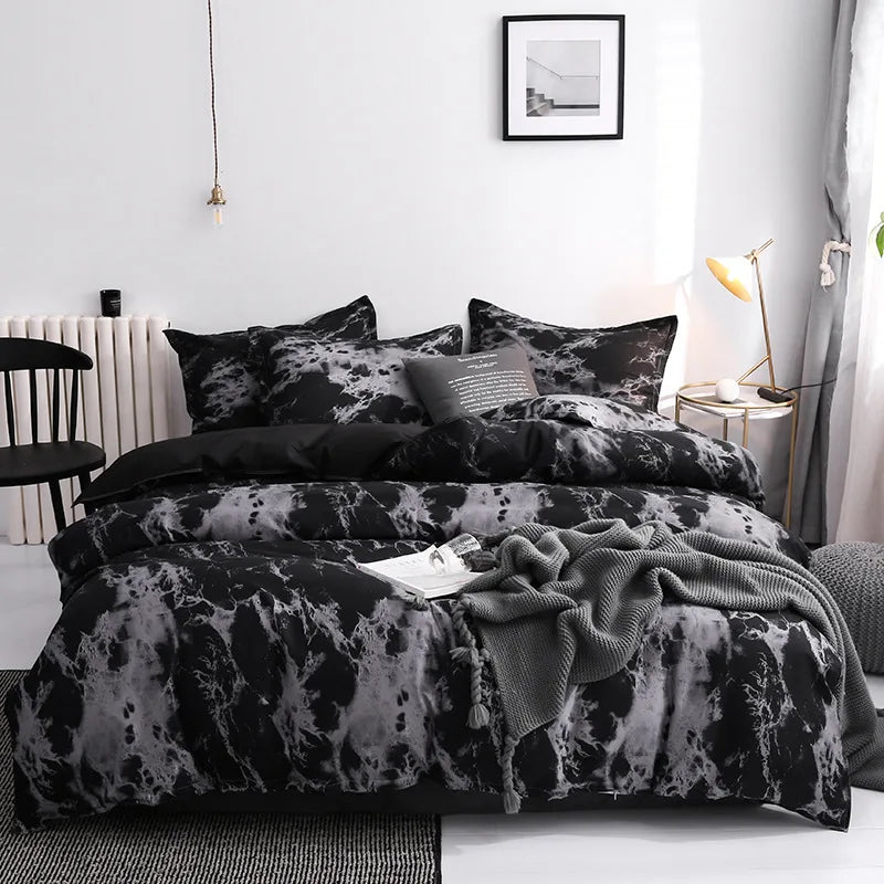 Black Marble Pattern Bedding Set