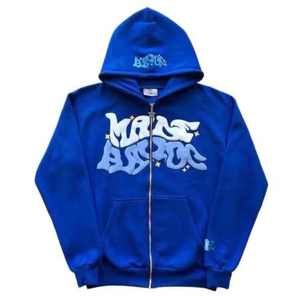 Blue MadeHavoc Zip Up Hoodie