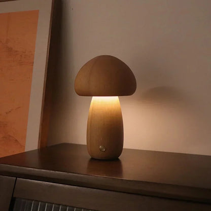 Wooden Mushroom Lamp