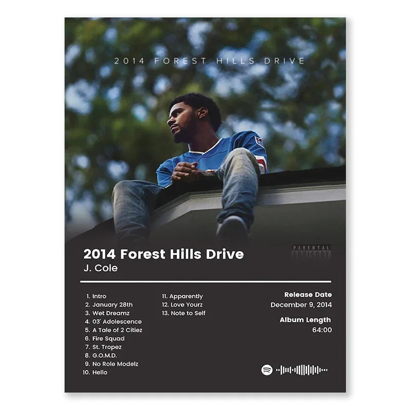 J. Cole 2014 Forest Hills Drive Album Poster