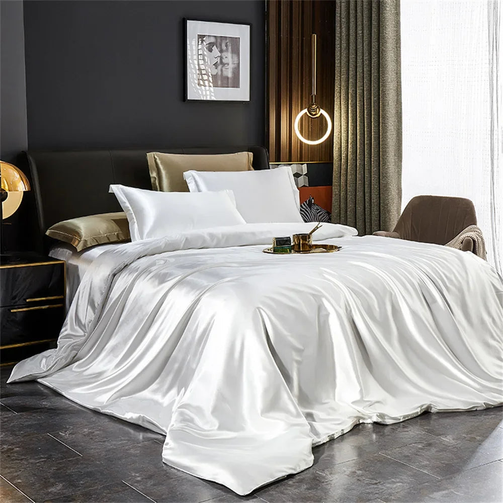White Silk Bedding Set