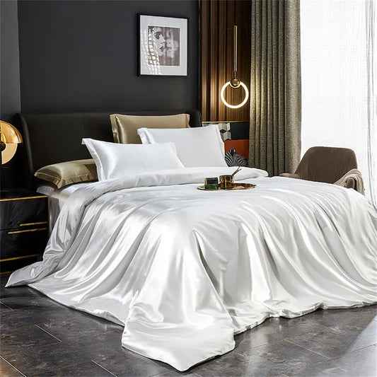White Silk Bedding Set