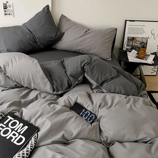 Grey Double-Sided Bedding Set