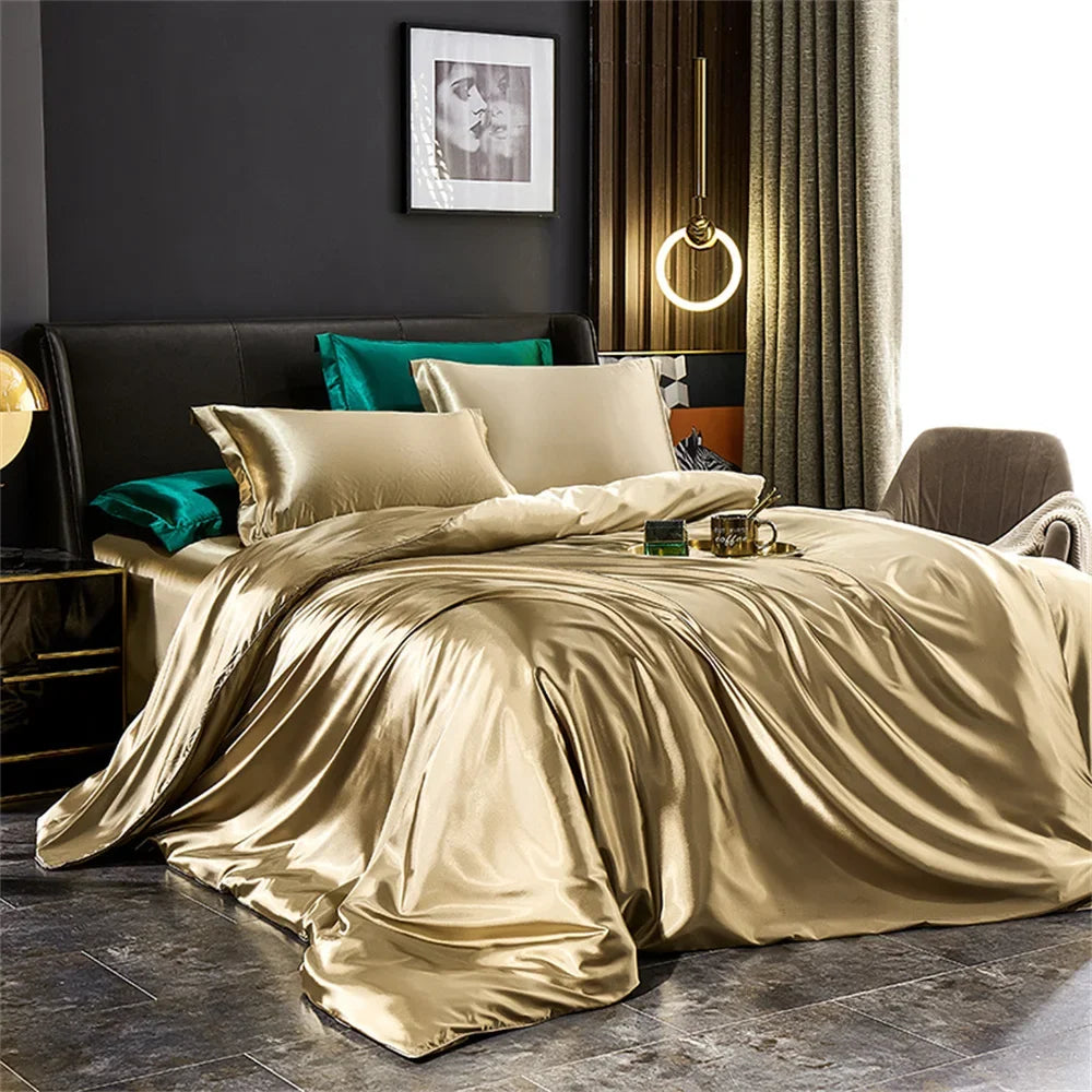 Champagne Gold Silk Bedding Set