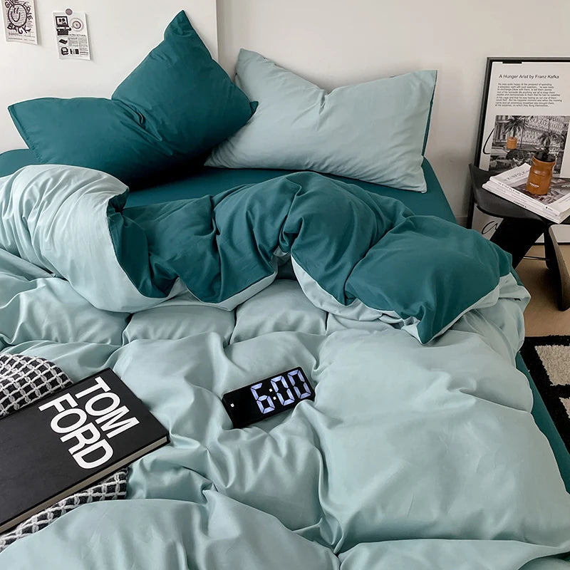 Teal Double-Sided Bedding Set