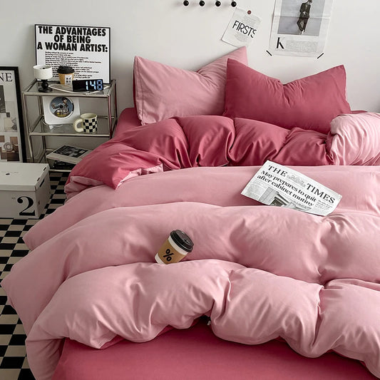Pink Double-Sided Bedding Set