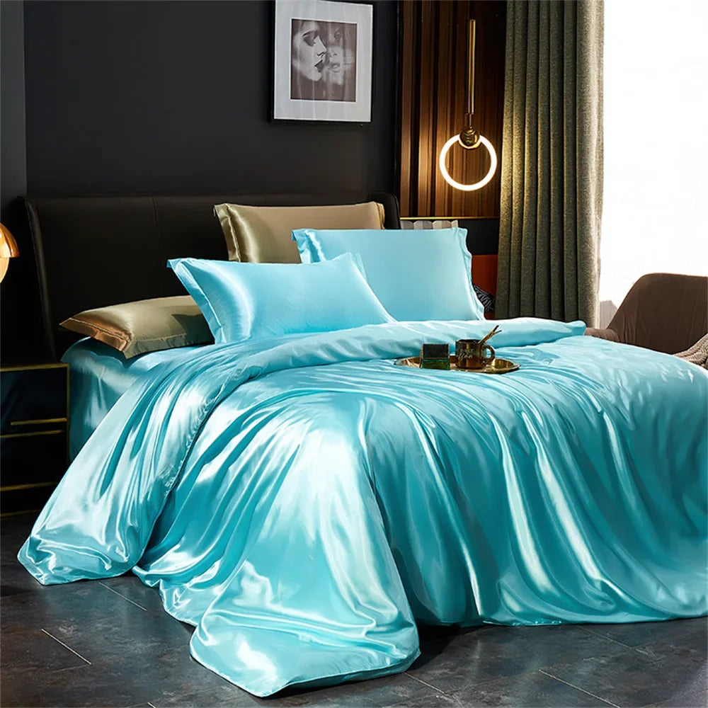 Water Blue Silk Bedding Set