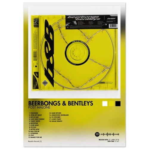 Post Malone Beerbongs & Bentleys Album Poster