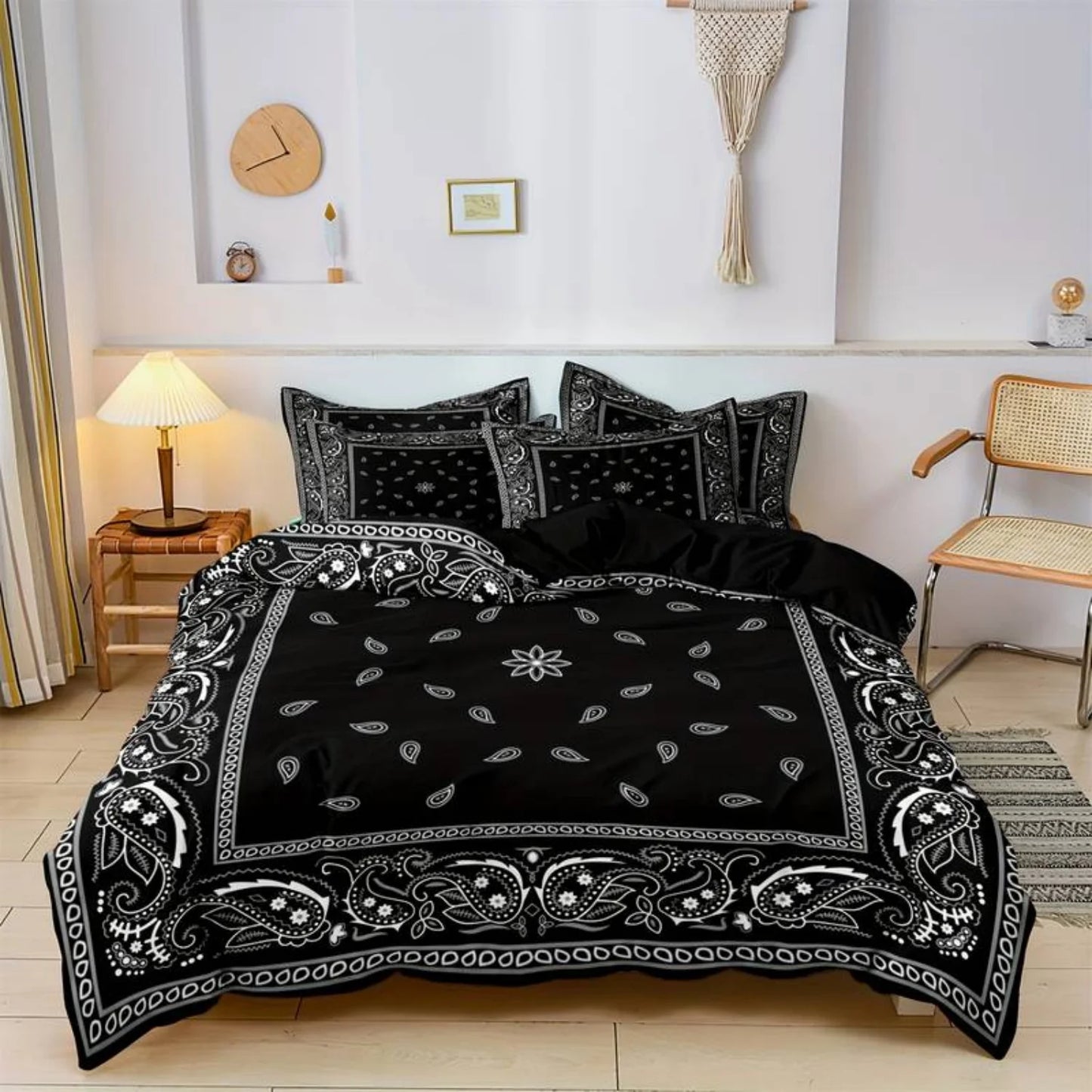 Black Bandanna Bedding Set