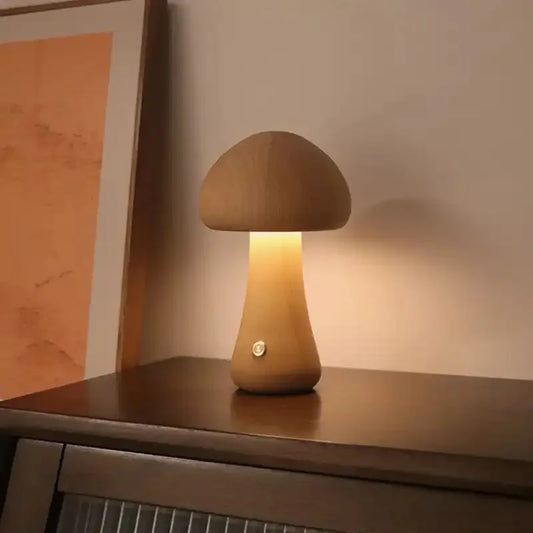 Wooden Mushroom Lamp