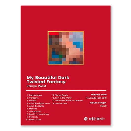 Kanye West My Beautiful Dark Twisted Fantasy Album Poster