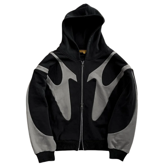 Black Wave Zip Up Hoodie