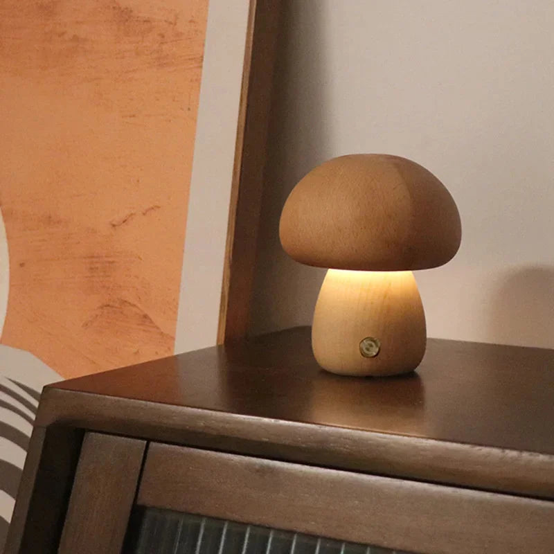 Wooden Mushroom Lamp