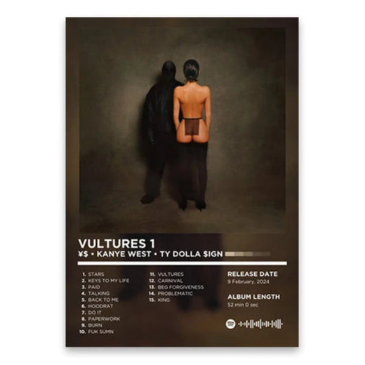 ¥$ Kanye West Ty Dolla Sign Vultures 1 Album Poster