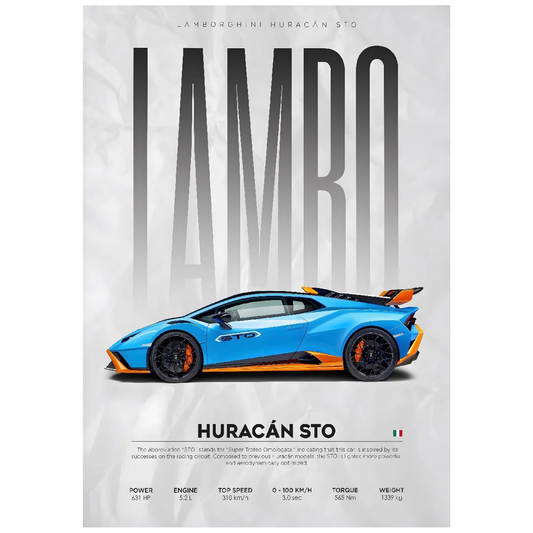 Lamborghini Huracan STO Supercar Poster