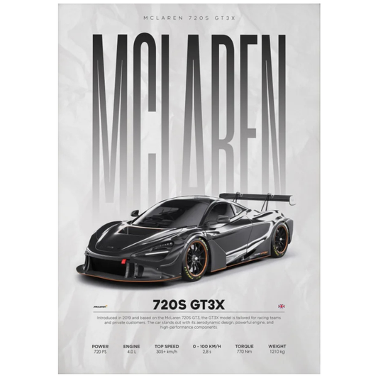 McLaren 720S GT3X Race Car Poster