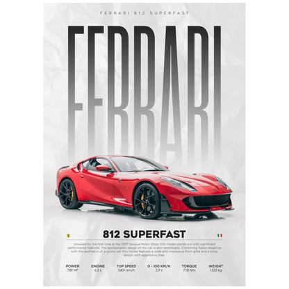 Ferrari 812 Superfast Supercar Poster