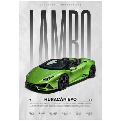 Lamborghini Huracan EVO Supercar Poster