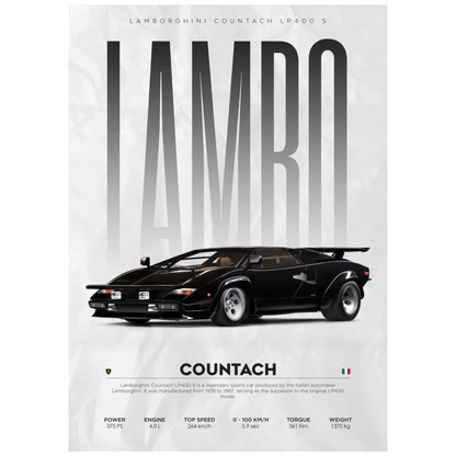 Lamborghini Countach Classic Supercar Poster