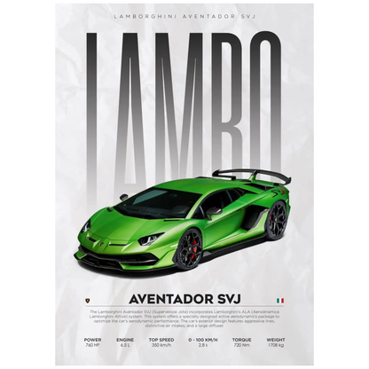 Lamborghini Aventador SVJ Supercar Poster