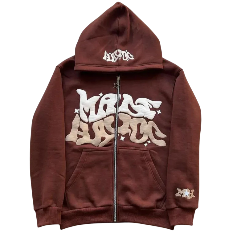 Brown MadeHavoc Zip Up Hoodie