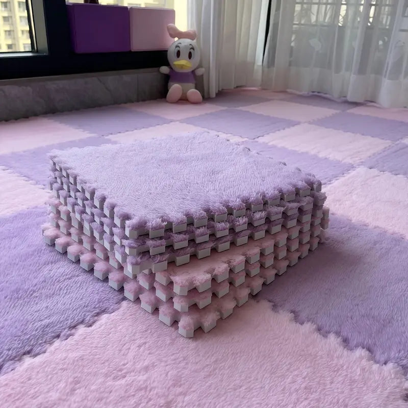 Pink & Purple Plush Puzzle Foam Mat